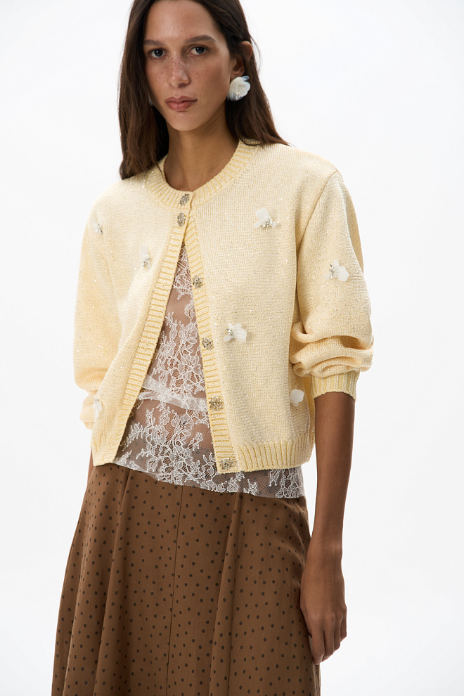 Кардиган из хлопка с пайетками