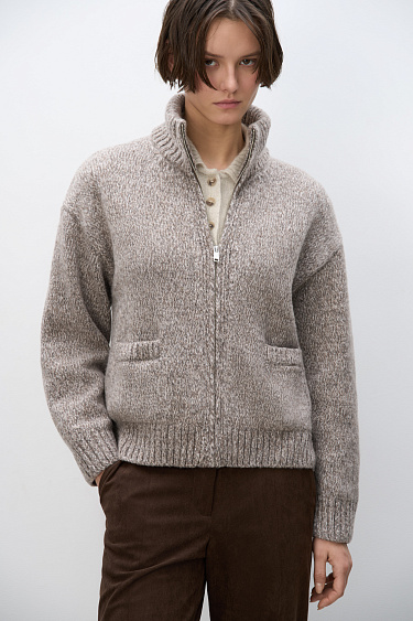 Меланжевый бомбер из шерсти мериноса экстрафайн