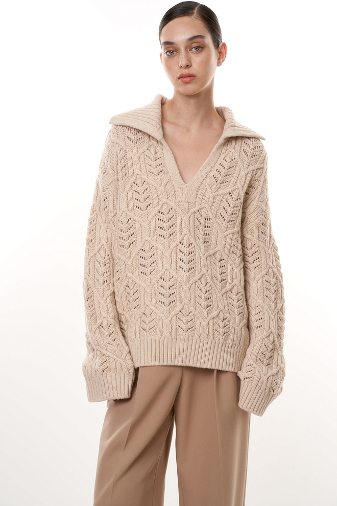 Ажурный джемпер с воротником