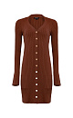 Платье-кардиган на пуговицах, с накладными карманами и разрезами на манжетах.