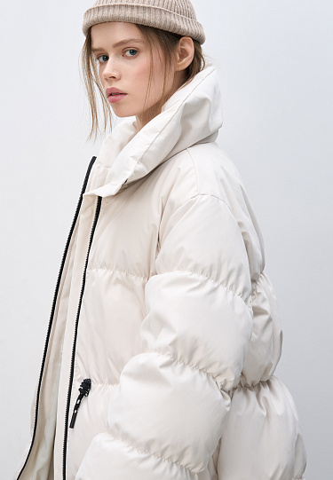 Пуховик с кулиской на талии