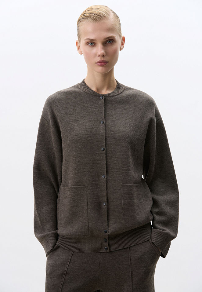 Трикотажный бомбер в основе из шерсти мериноса