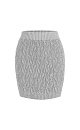 Трикотажная юбка длины мини из вискозы с рельефным узором с добавлением люрекса. Модель приталенного силуэта с эластичным поясом в рубчик.