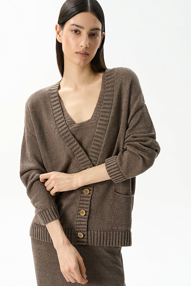 Трикотажный кардиган из 100% льна