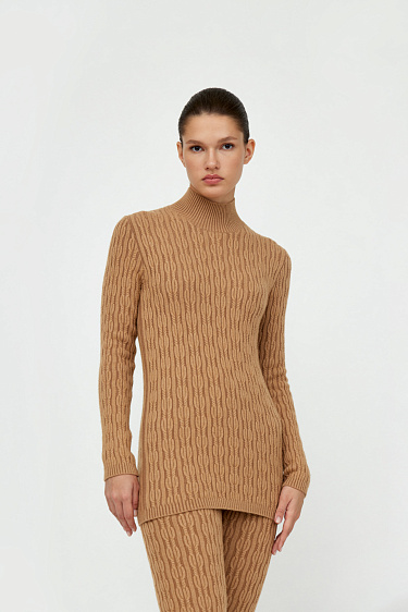 Трикотажная водолазка из кашемира и шерсти с косами