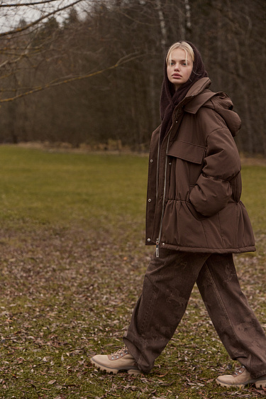 Длинная куртка из текстурной ткани