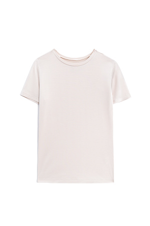 молочный Футболка из модала облегающего силуэта. Модель с коротким рукавом и круглым вырезом горловины. 