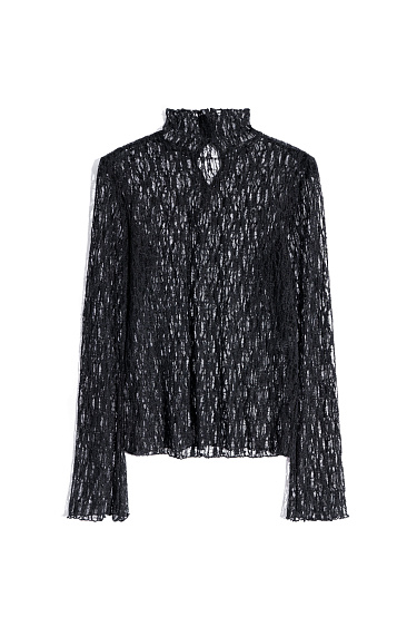 Кружевной топ с воротником-стойкой