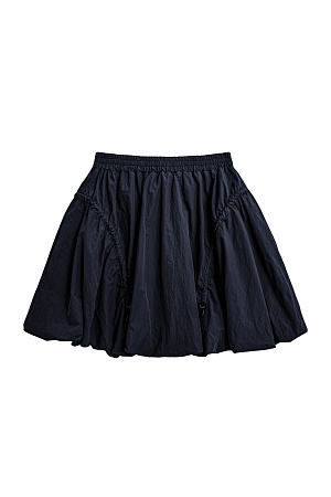 черный Юбка-баллон длины мини из нейлона. Модель с поясом на резинке и регулируемыми оборками по бокам.