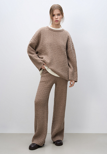 Брюки с косами из 100% шерсти мериноса экстрафайн 