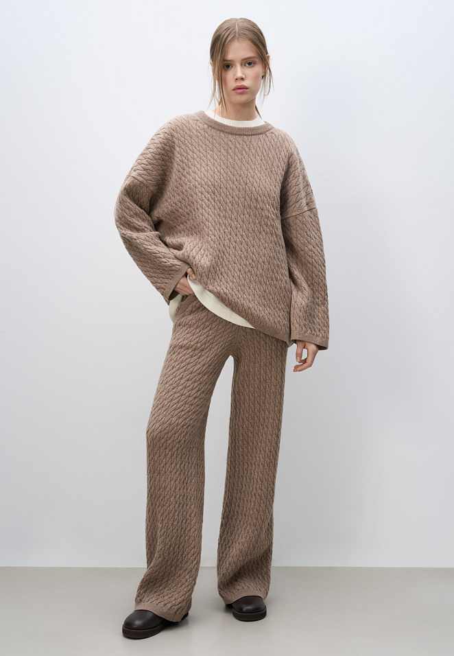 Брюки с косами из 100% шерсти мериноса экстрафайн 