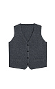 Трикотажный жилет из смесовой шерсти с кашемиром. Модель прямого кроя с V-образным вырезом и застежкой на пуговицы. Имитация карманов. Без подкладки.