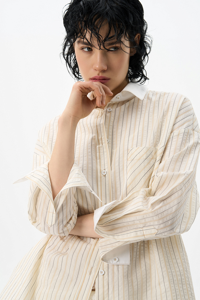 Рубашка из 100% хлопка в полоску