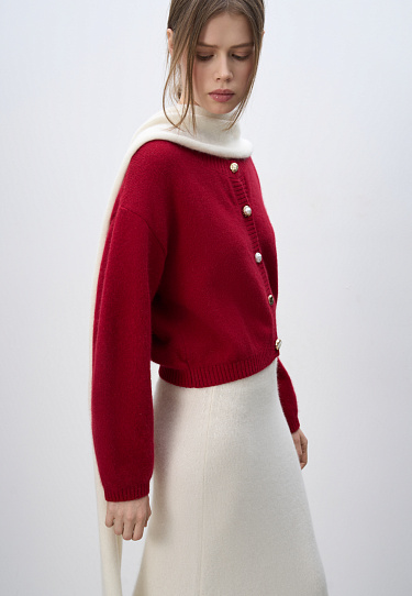 Кардиган из пуха лисы на пуговицах 