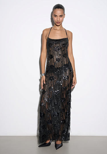 Платье макси с пайетками