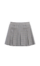 Юбка длины мини в клетку гленчек из шерсти. Модель прямого кроя, с крупными складками, поясом со шлевками для ремня, врезными карманами спереди и застежкой на молнию. Изделие без подкладки.