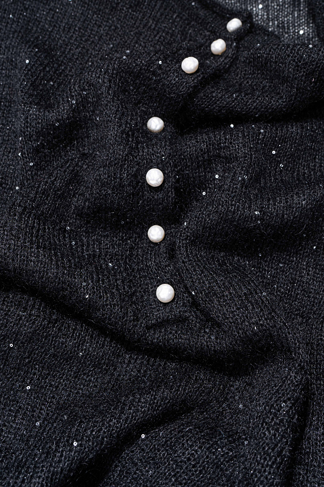 Трикотажный лонгслив из кидмохера с пайетками