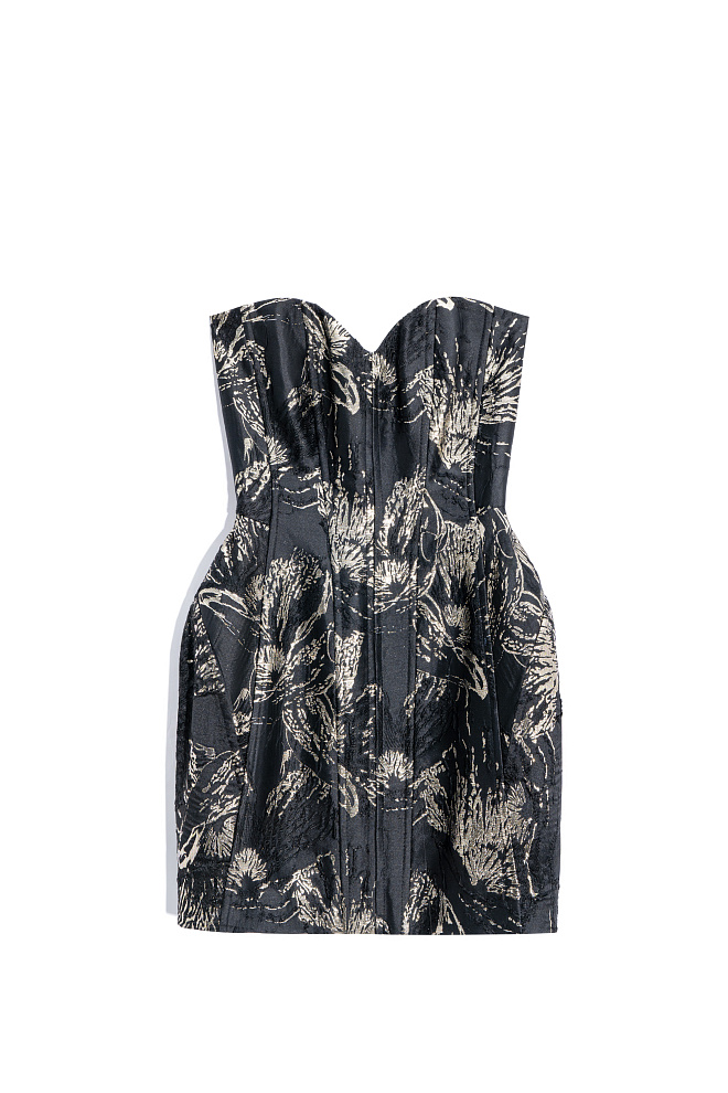 Корсетное платье мини из жаккарда