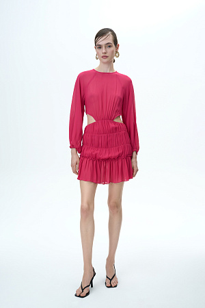 фуксия Короткое шифоновое платье с разрезами по бокам