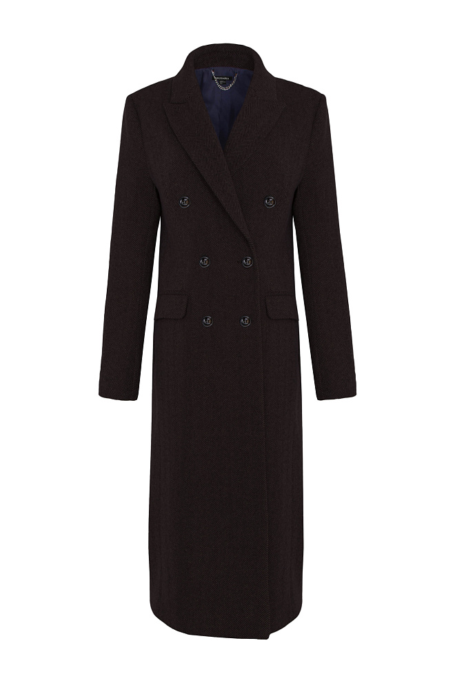 Пальто двубортное прямого кроя