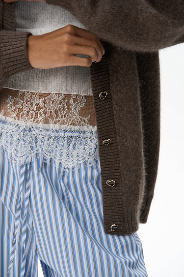 Удлиненный кардиган из пуха лисы 