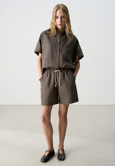 Льняные шорты на кулиске