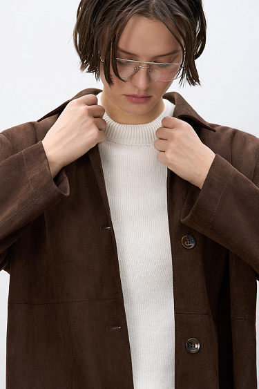 Тренч с отделкой под замшу