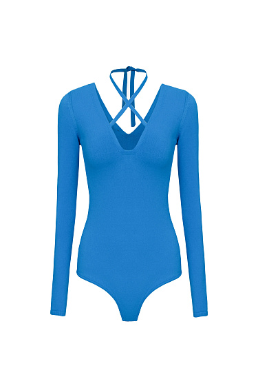 Боди с вырезом и лентой-завязкой