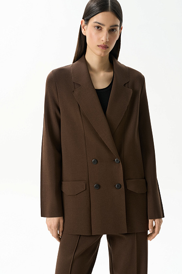 Трикотажный двубортный жакет