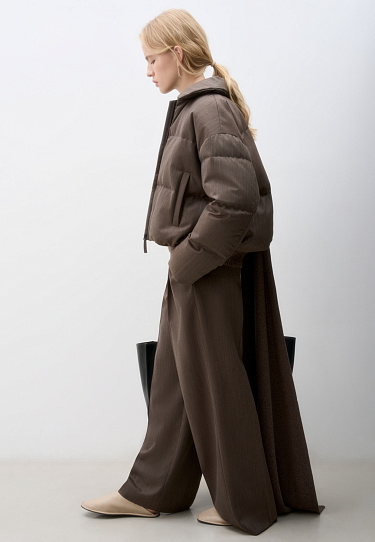 Пуховик с отложным воротником из шерсти