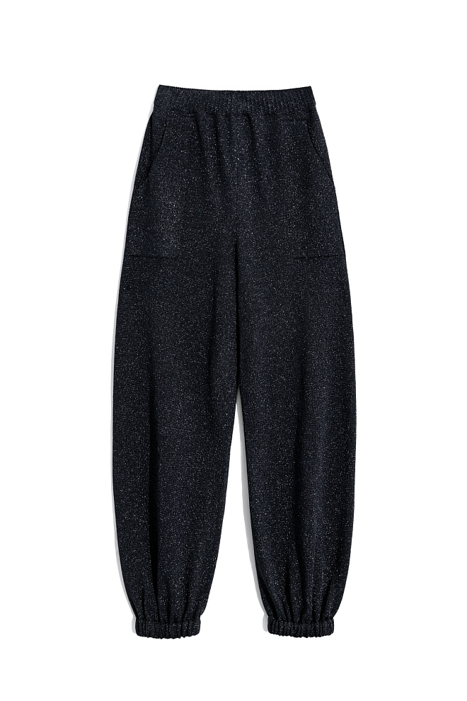 Трикотажные брюки-джоггеры с люрексом