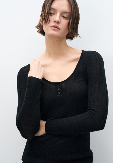 Лонгслив из шерсти мериноса экстрафайн