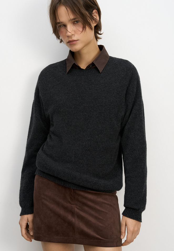 Юбка мини с отделкой под замшу