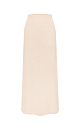 Трикотажная юбка длины макси из хлопка с добавлением вискозы. Модель свободного силуэта с эластичным поясом в рубчик. Дополнить образ можно жилетом в таком же стиле.