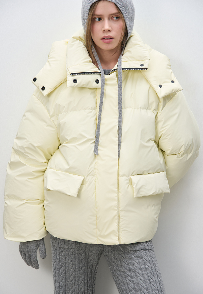 Стеганый пуховик на кулиске