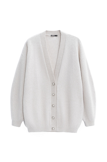 Удлиненный кардиган из пуха лисы 