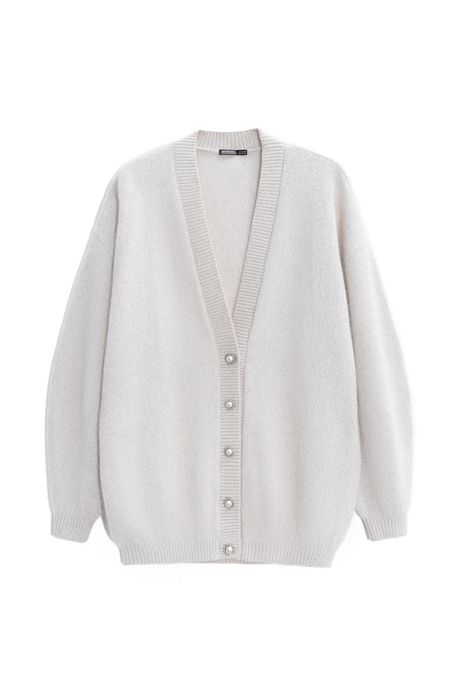 Удлиненный кардиган из пуха лисы 