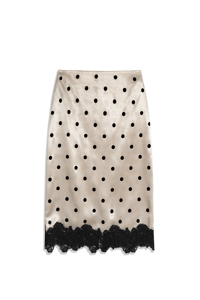 Атласная юбка в горох 