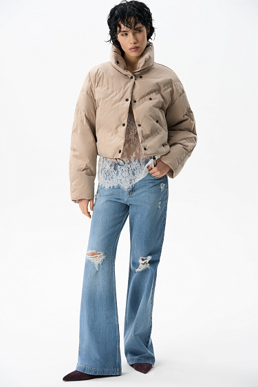 Пуховик с двойной отстрочкой 