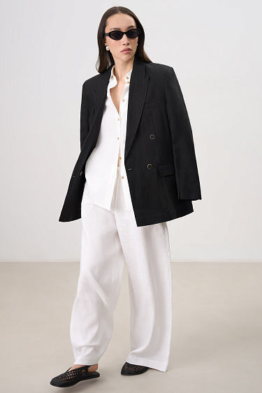 Двубортный жакет из 100% льна