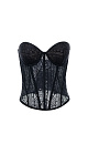 Полупрозрачный корсет из тонкого кружева. Модель с чашечками и шнуровкой по спинке.