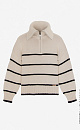 Трикотажный джемпер в полоску из 100% хлопка. Воротник-стойка на молнии. Низ изделия с брендированным ярлыком.
