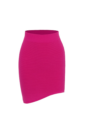 фуксия Трикотажная юбка длины мини из вискозы с эластичным поясом и асимметричным низом.