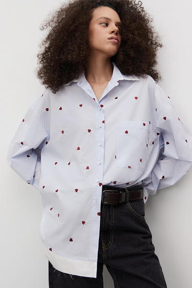 Рубашка из 100% хлопка с принтом в виде сердечек