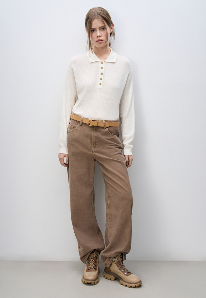 Джемпер из кашемира и шерсти с воротником поло