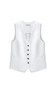 Классический жилет из 100% льна. Модель прямого кроя, с V-образным вырезом, карманами и застежкой на пуговицы.