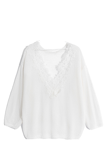 Джемпер из шерсти мериноса с кружевом