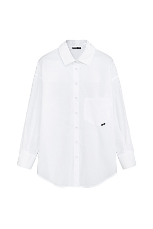 белый Рубашка с накладным карманом и брендированным ярлыком. Модель свободного силуэта, длинные рукава с манжетами и асимметричный нижний край.