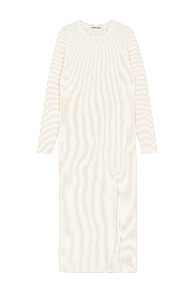 Трикотажное платье из кашемира и шерсти с разрезом