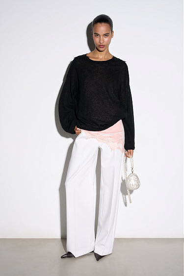 Джемпер из шерсти мериноса с кружевом